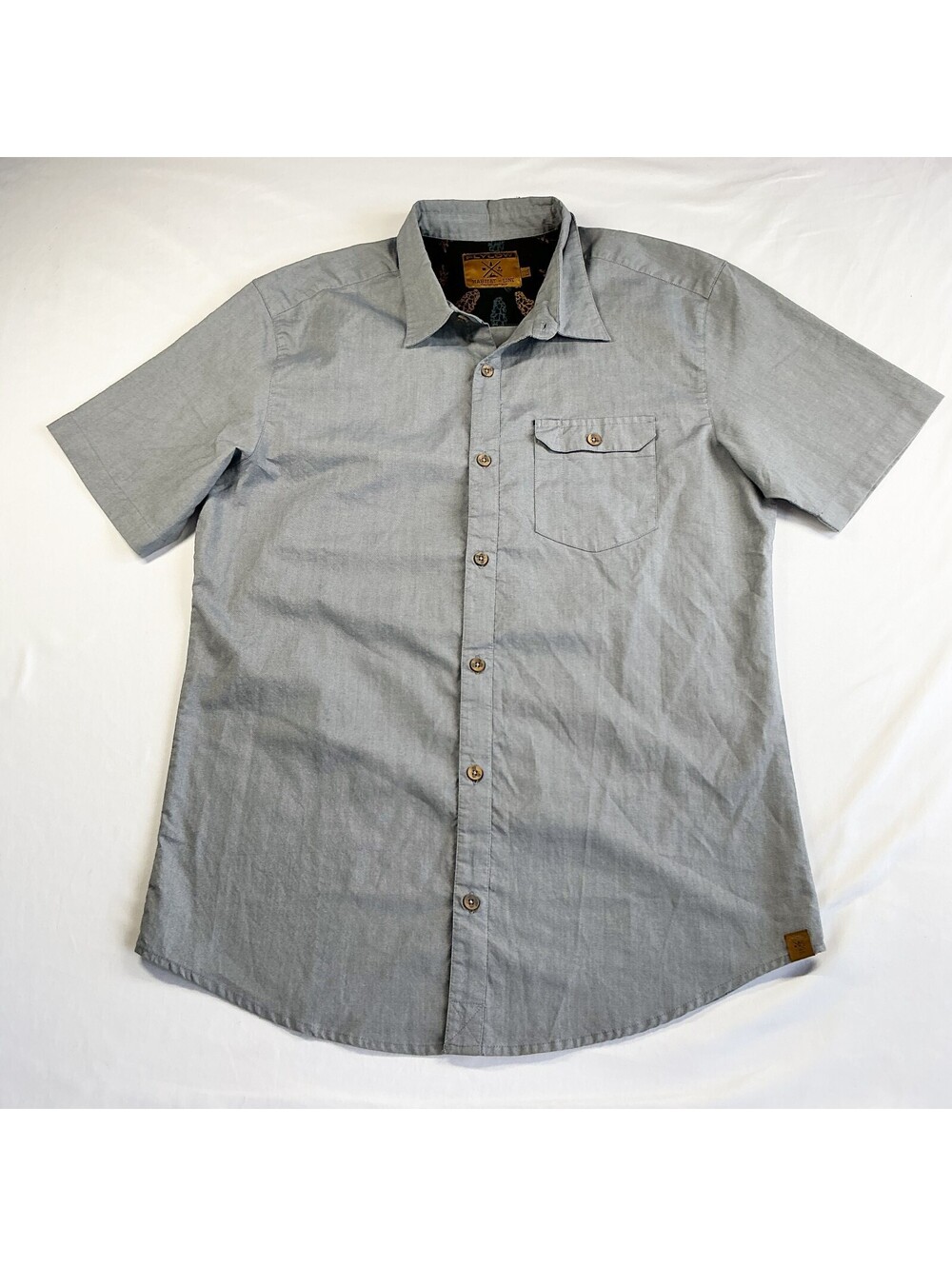 Flylow Habitat Line Men's Short Sleeve Button-Up Shirt Gray Casual Size 2XL